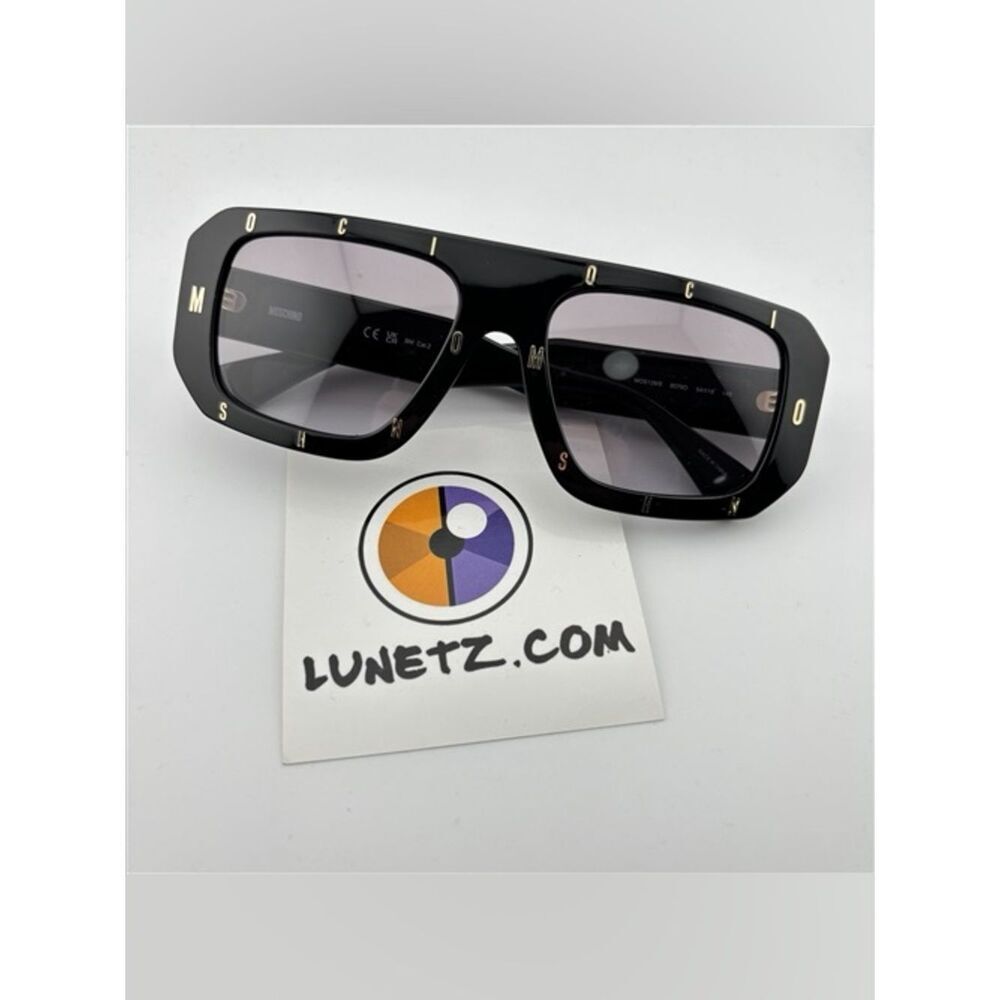 Moschino Black Square Sunglasses with Gradient Smoke Lenses